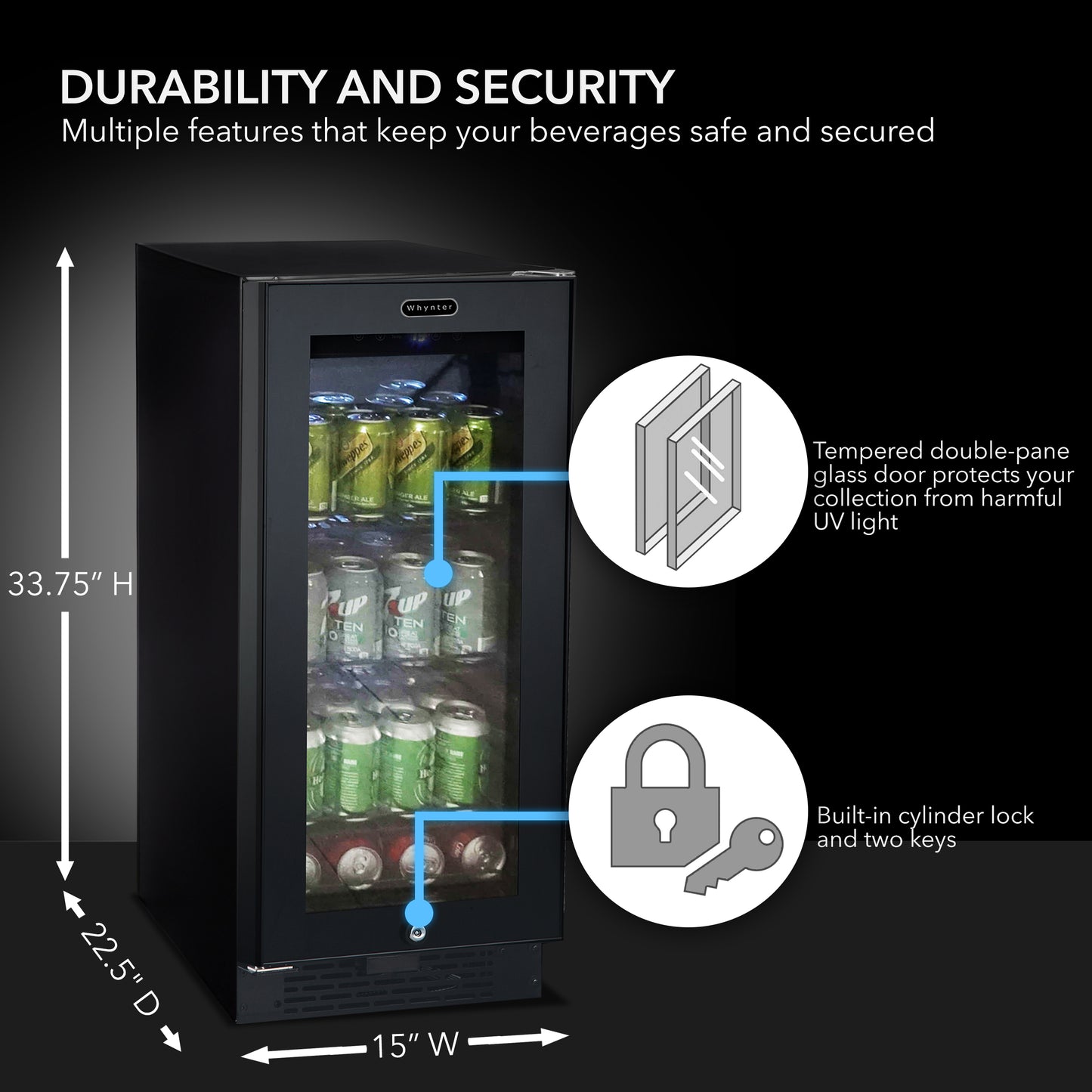 Whynter BBR-801BG Black Glass 100 Can Beverage Cooler