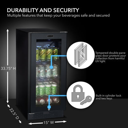 Whynter BBR-801BG Black Glass 100 Can Beverage Cooler