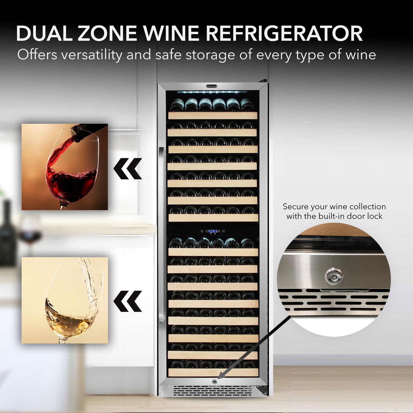 Whynter BWR-1642DZ 164 Bottle Dual Zone Wine Fridge