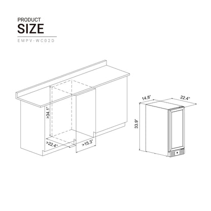 Empava EMPV-WC02D 15" Slim Dual Zone Wine Fridge