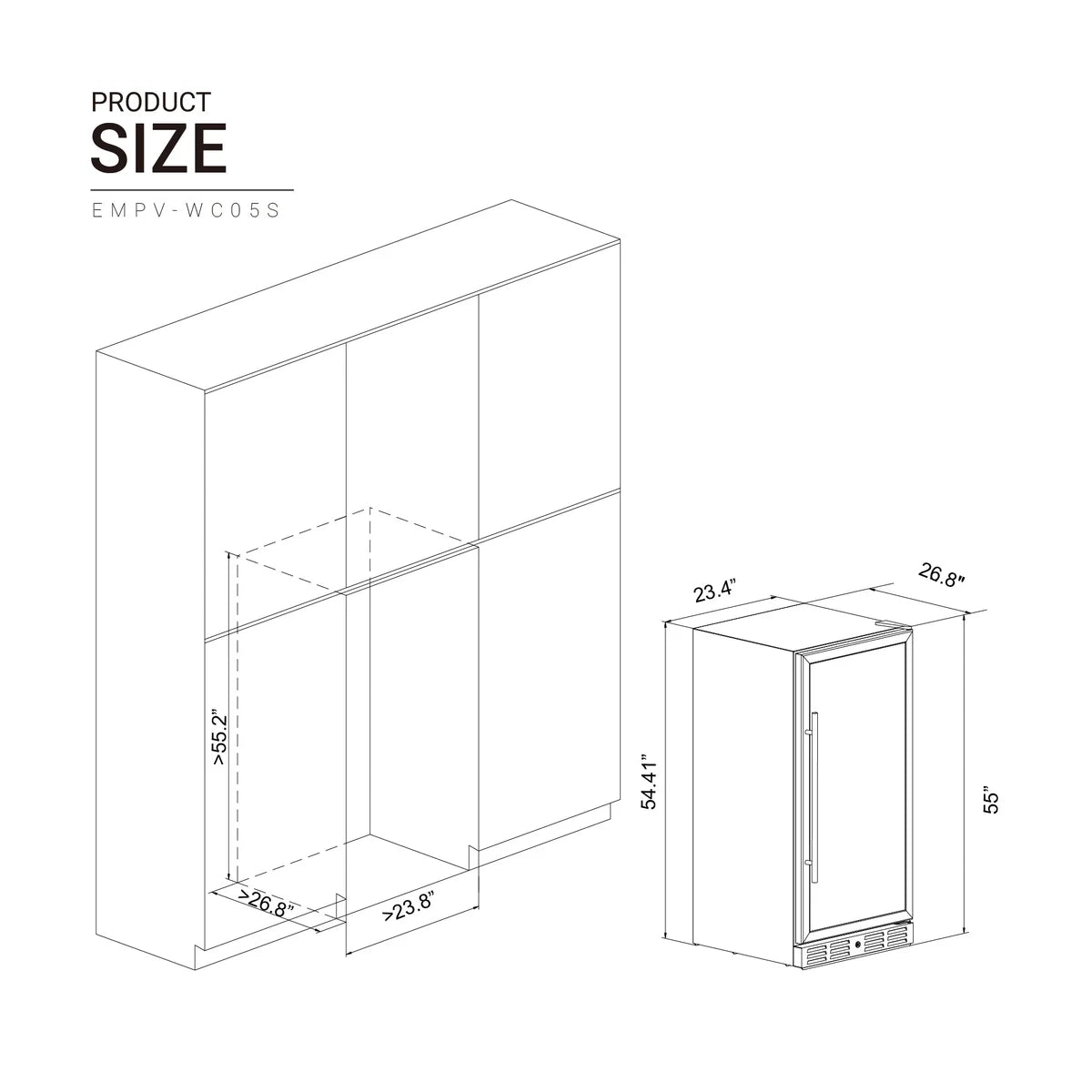 Empava EMPV-WC05S 55" Tall Single Zone Wine Fridge