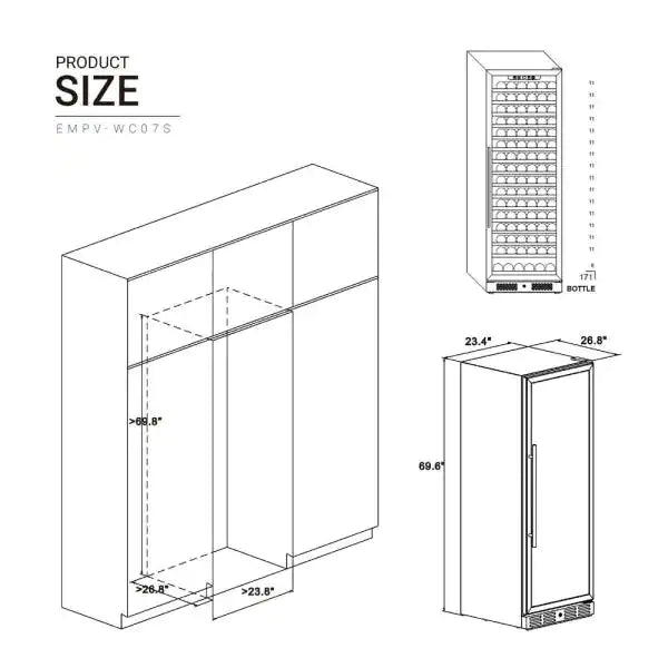 Empava EMPV-WC07S 70" Tall Single Zone Wine Fridge